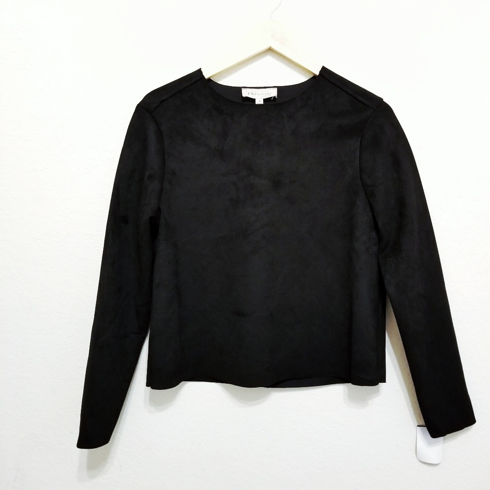 NWT Philosophy Faux Leather Long Sleeve Top Medium